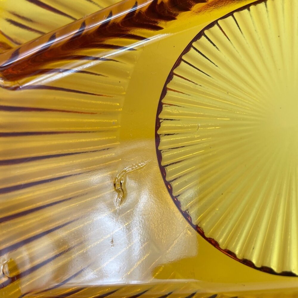 Indiana Glass Amber Ribbed 4 Part Divided Relish Dish Serving Tray Lazy Susan - Picture 5 of 10